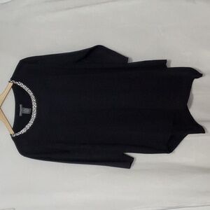NWT Chelsea & Theodore RHINESTONE  Neckline Black Top Size 2X